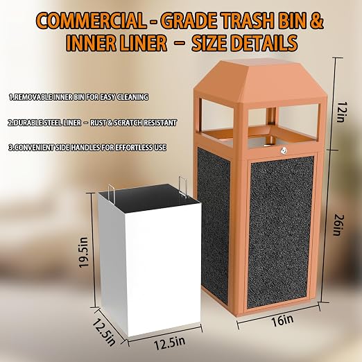 Commercial Metal Outdoor Trash Can - Image 2