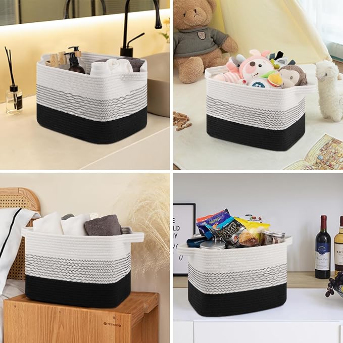 Storage Baskets for Organizing, Woven Baskets for Shelves, Rectangle Decorative - Image 5