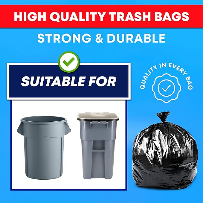 Tasker 55-60 Gallon Trash Bags Heavy Duty, Large Black Outdoor Trash Bags - Image 4