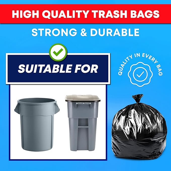 Tasker 45 Gallon Trash Bags, Extra Large Black Garbage Bags - Image 4