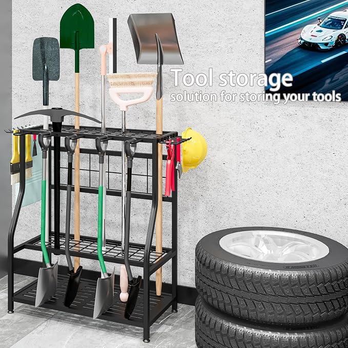 Garden Tool Organizer Holder Heavy Duty Steel Rack Up to 60 Long Handled Tools - Image 8