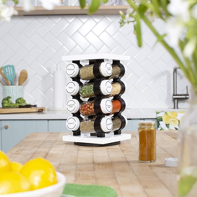Orii Spice Rack 16 Jar Set White Filled - Image 6