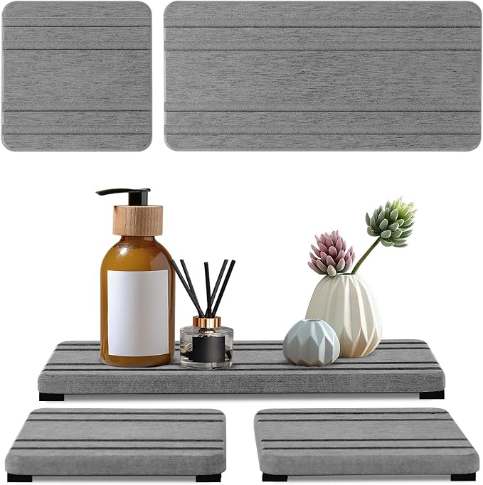 3PCS Water Absorbing Stone Tray, DryingNeat Diatomite Stone Sink Tray, Instant by Unknown