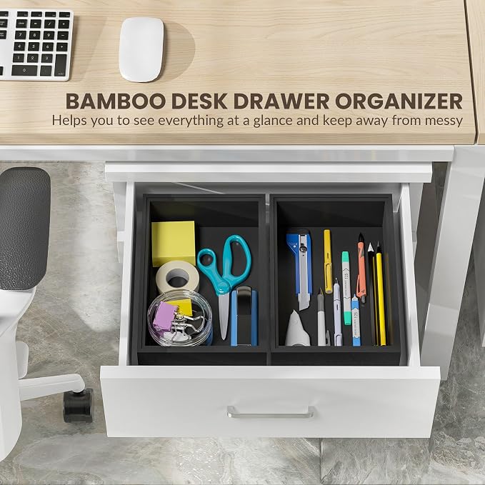 Kitchen Drawer Organizer Bins, Stackable Bamboo Drawer Organizer - Image 4