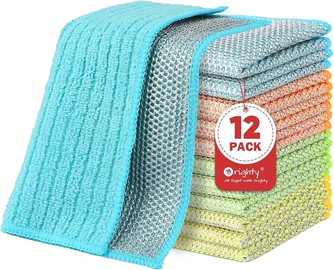 Orighty Multipurpose Wire Dishwashing Rag 12 Pcs, Upgraded Double-Layer by AllRightinOrighty