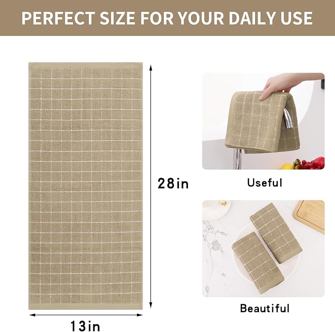 Homaxy 100% Cotton Terry Kitchen Towels, Checkered Designed, Soft and Super - Image 5
