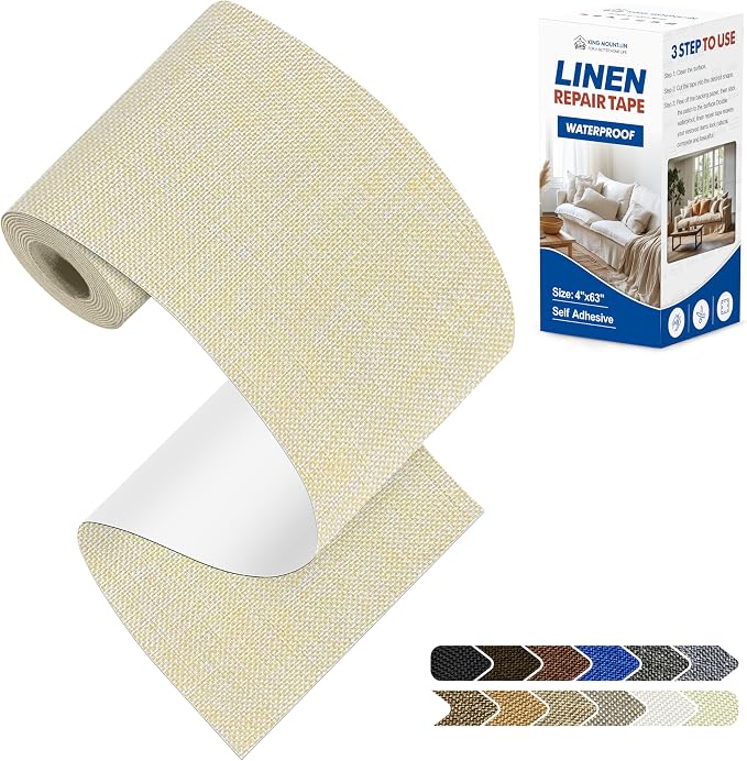 KING MOUNTAIN Linen Repair Patches, Self-Adhesive Fabric Patches, 4 X 63 inch by ForABetterHomeLife