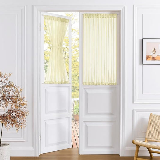 Tollpiz Short Sheer Door Curtain Closet Linen Textured Curtain Sheers Doorway by Tollpiz