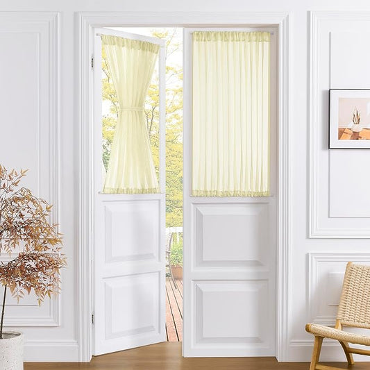 Tollpiz Sheer Door Curtains Closet Linen Textured Curtain Sheers Doorway Light by Tollpiz