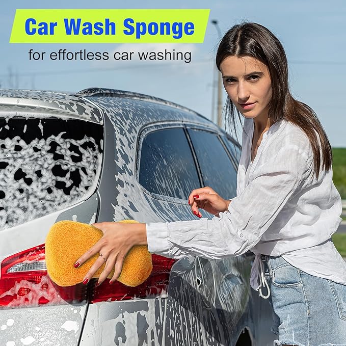 12 Pack Microfiber Car Wash Sponge 9" x 4.3" Large Sponges Two-Sided - Image 5