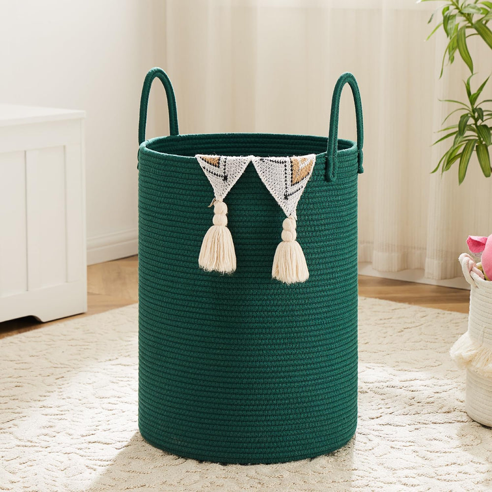 Laundry Basket, Woven Cotton Rope Laundry Hamper, 80L