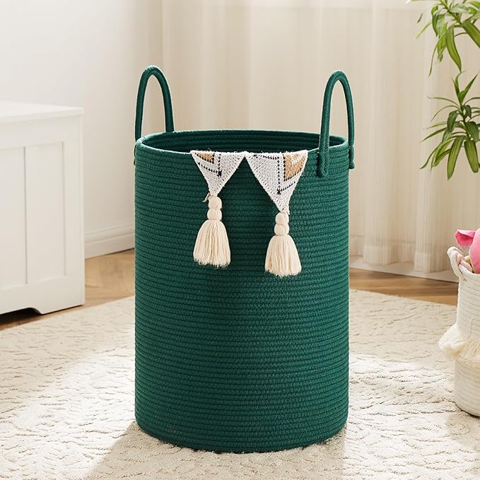 Laundry Basket, Woven Cotton Rope Laundry Hamper, 60L by Artfeel