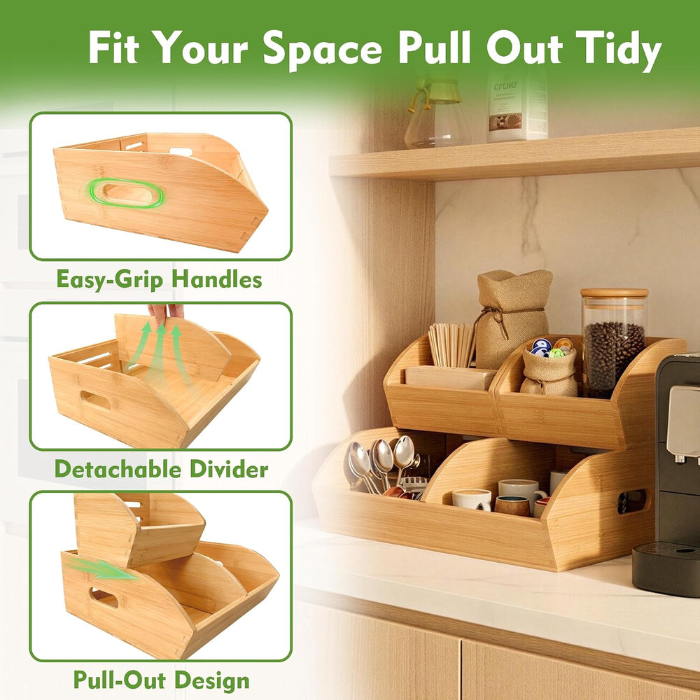 Stackable Bamboo Produce Storage Bin with Ventilation & Handles