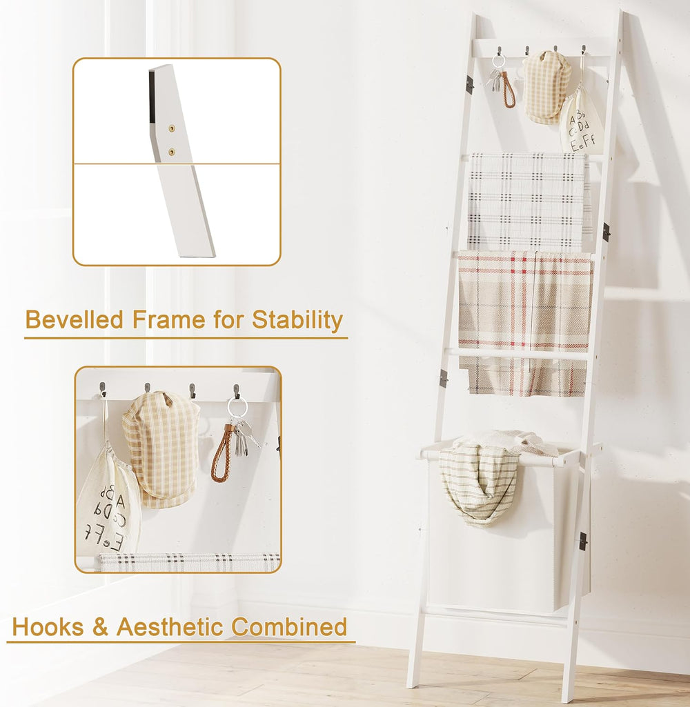 BAMBANG 6-Tier Blanket Ladder for Living Room, Blanket Quilt Ladder Rack Rust...