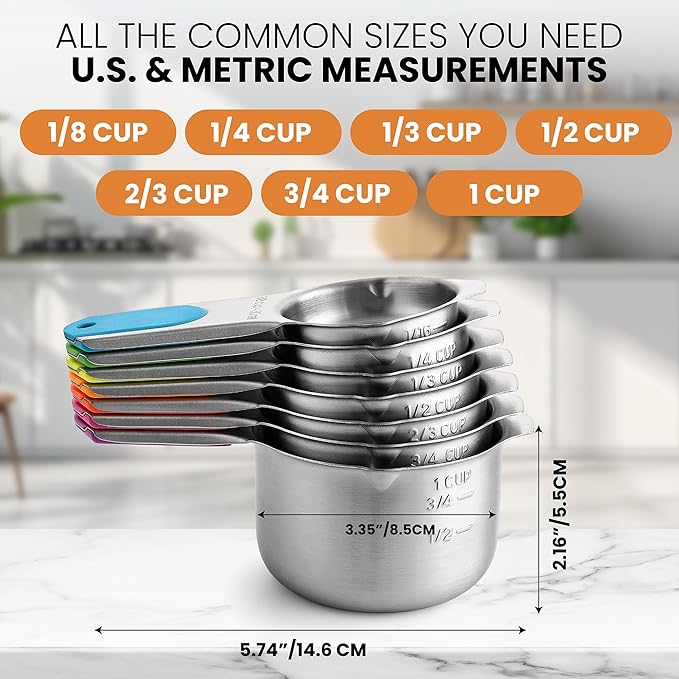 Spring Chef Magnetic Stainless Steel Measuring Cups, Kitchen Tools - Image 3