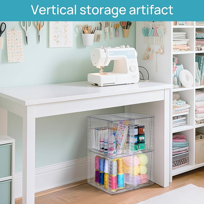 Vtopmart 4 Pack Clear Stackable Storage Drawers, 9.7" High Plastic Organizers - Image 8