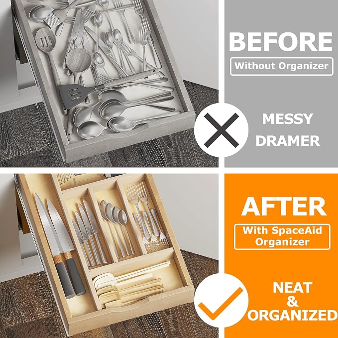 WelFurGeer Premium Wooden Silverware Organizer - Image 3