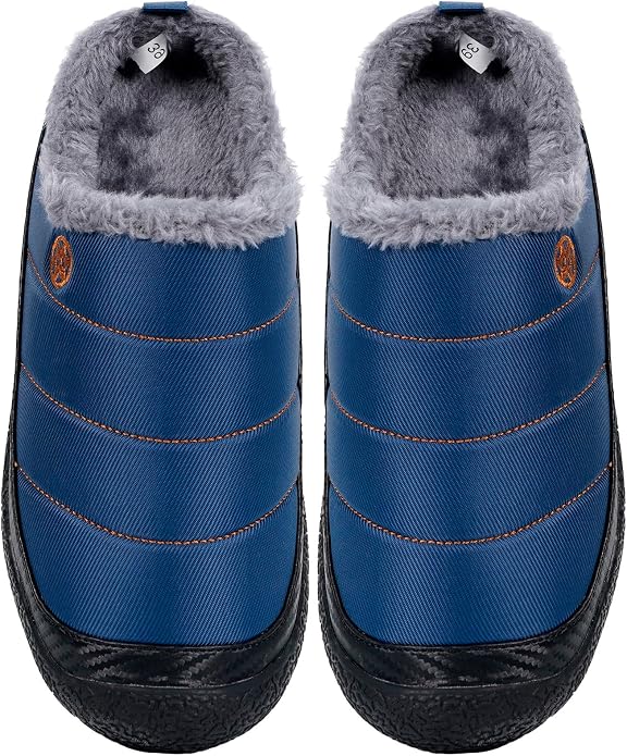 Womens Mens House Slippers Slip on Snow Winter Warm Fully Fur Lined Slippers - Image 6