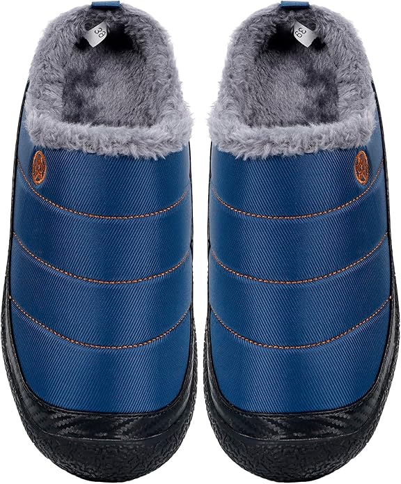 Womens Mens House Slippers Slip on Snow Winter Warm Fully Fur Lined Slippers - Image 6
