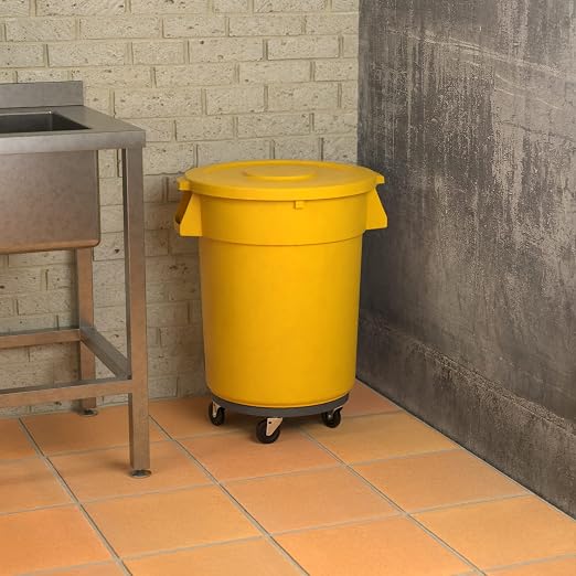32 Gallon Yellow Round Commercial Trash Can - Image 4