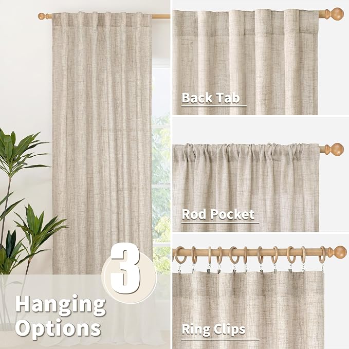 YoungsTex Short Linen Curtains 45 Inch Length - Image 5
