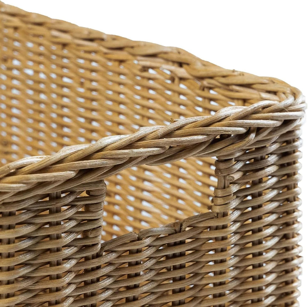 The Basket Lady Long Low Wicker Basket, XL, Sandstone
