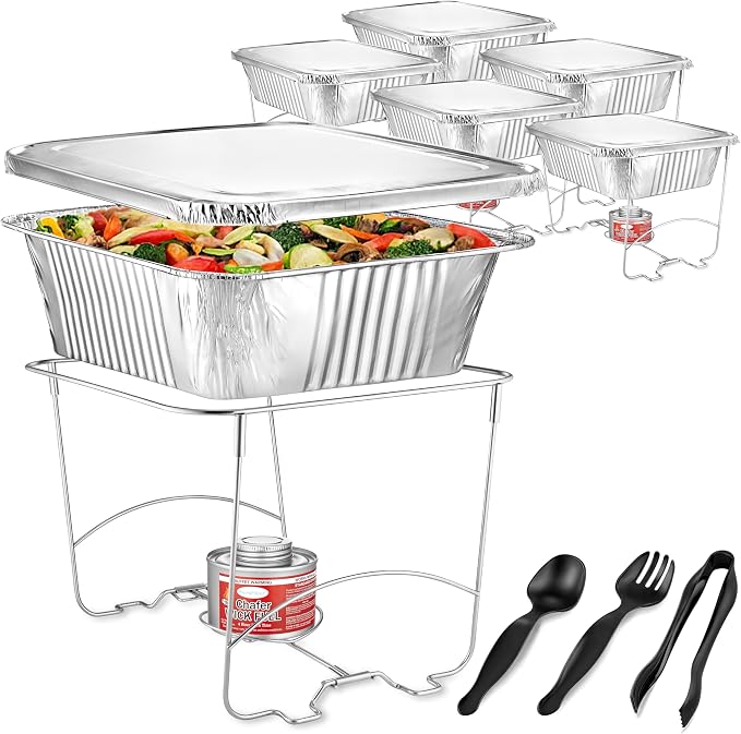 Complete Chafing Dish Buffet Set Disposable Catering Supplies- Includes Serving by StockYourHome