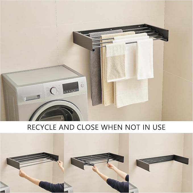 JOOM Laundry Drying Rack Collapsible, Wall Mounted Clothes Drying Rack - Image 6