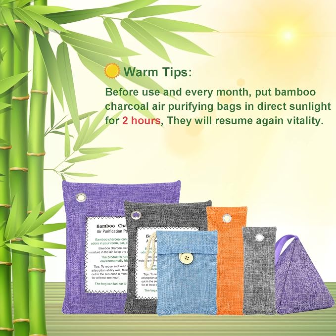 Bamboo Charcoal Bags Odor Absorber 12 Pack×100g Bamboo Charcoal Air Purifying - Image 2
