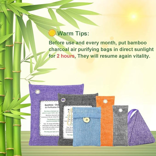 Charcoal Air Purifying Bags 12 Pack×100g Bamboo Charcoal Bags Odor Absorber - Image 2