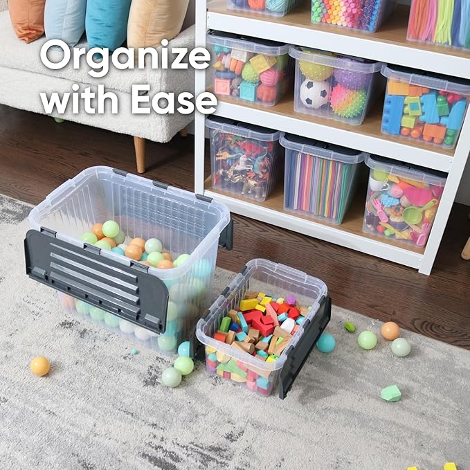 Superio Storage Bins with Lids, Stackable Totes, BPA Free, Odor Free, Organizer