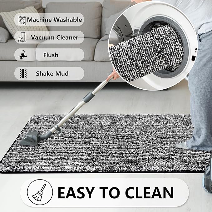 REFETONE Indoor Doormat, Front Door Mat 32"x40" Absorbent Rubber Backing Non - Image 6