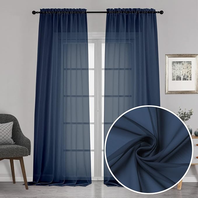 Chyhomenyc Extra Long Sheer Window Curtain Panels 120 Inch 2 PCS, Rod Pocket by Chyhomenyc