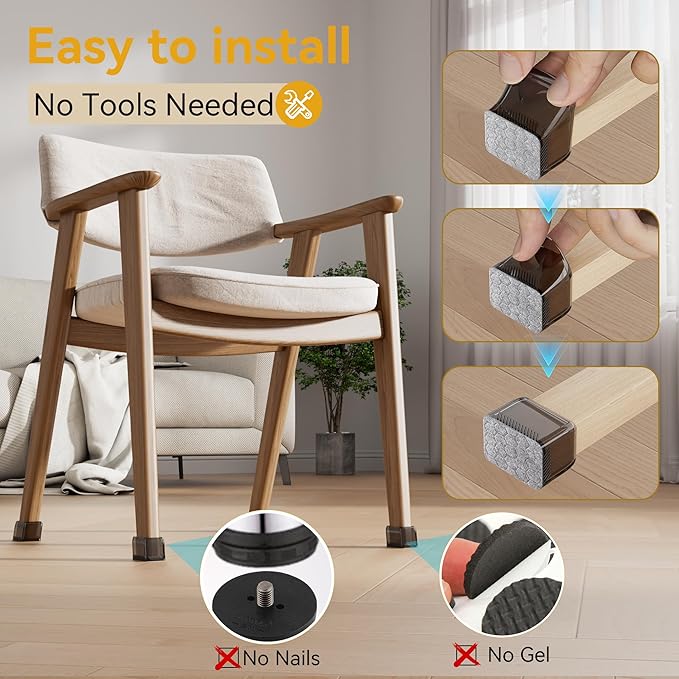 24PCS Rectangular Chair Leg Floor Protectors, Furniture Sliders, Non-Slip Felt - Image 4