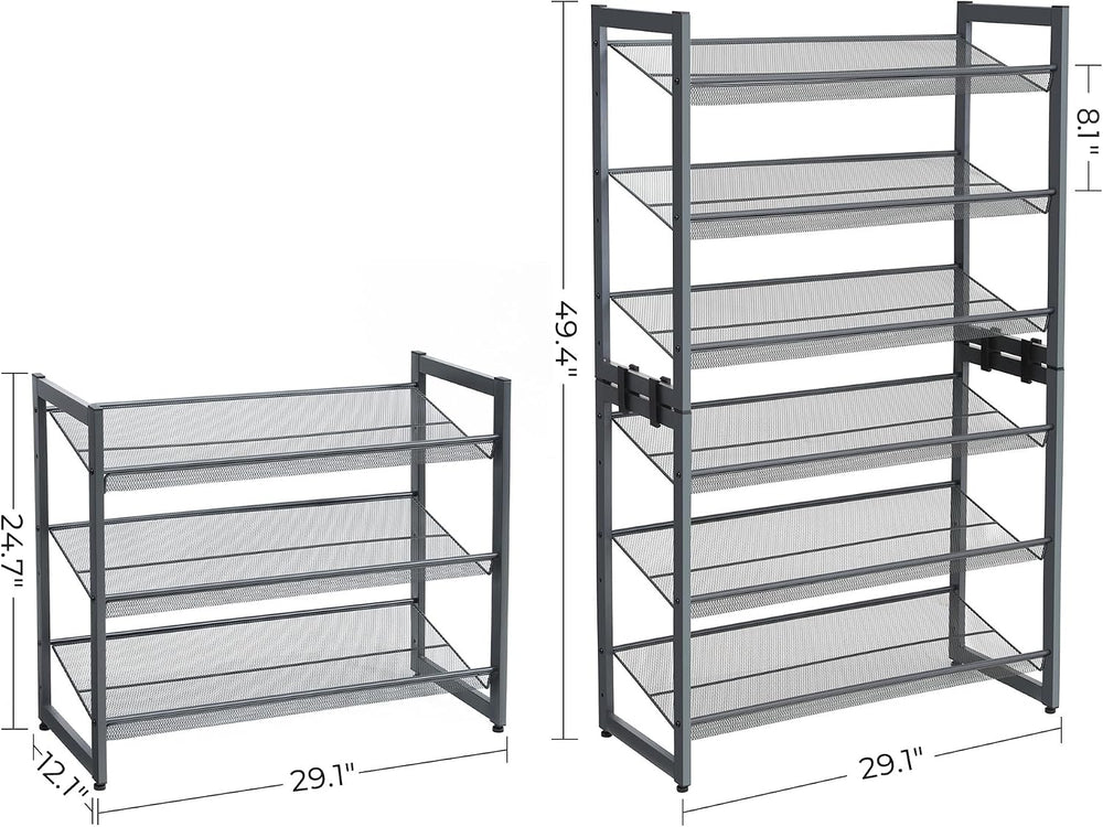 SONGMICS Metal Shoe Rack, 6-Tier Shoe Orgainzer, Holds 18-24 Pairs