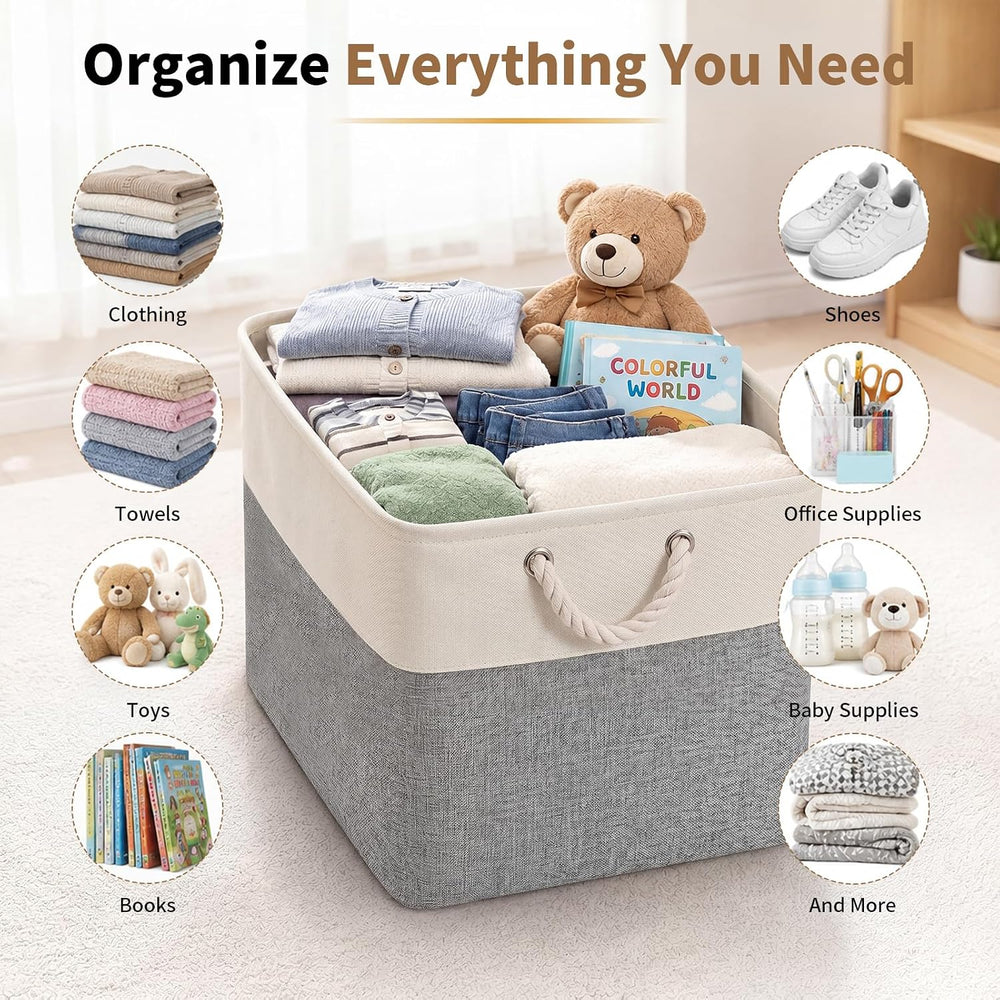 13×15×13 Inch Foldable Fabric Storage Basket with Handles