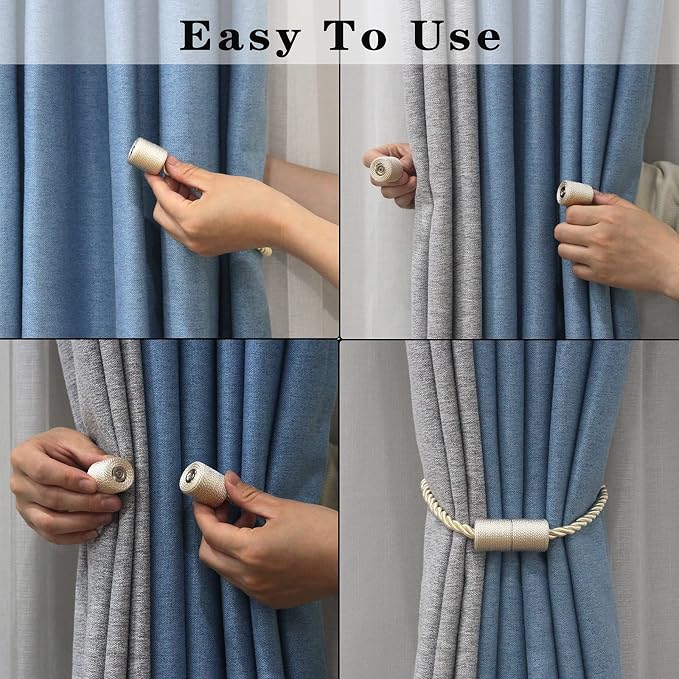 4 Pack Strong Magnetic Curtain Tiebacks Outdoor Elegant Decorative Tie Backs - Image 4