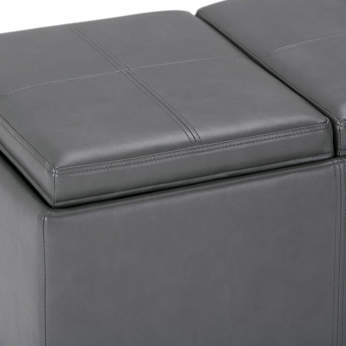 SIMPLIHOME Avalon 42 inch Wide Contemporary Rectangle Storage Ottoman in Stone - Image 7