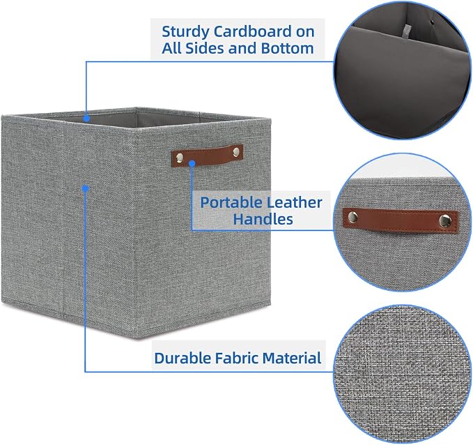 Temary 12x12 Storage Cube Bins 4 Pack Fabric Storage Cubes Storage Bins - Image 3