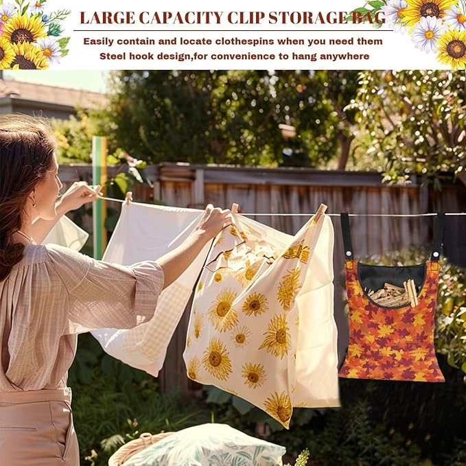 Maple Leaf Clothespin Storage Hanger Bags Beer Laundry Clothespin Bag, - Image 6