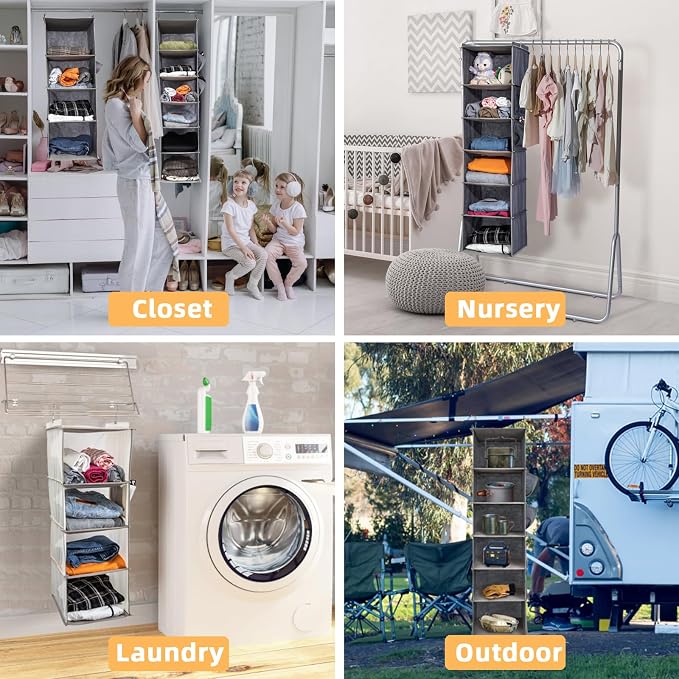 2 Packs Hanging Closet Organizer, 4-Shelf Closet Organizers and Storage - Image 6