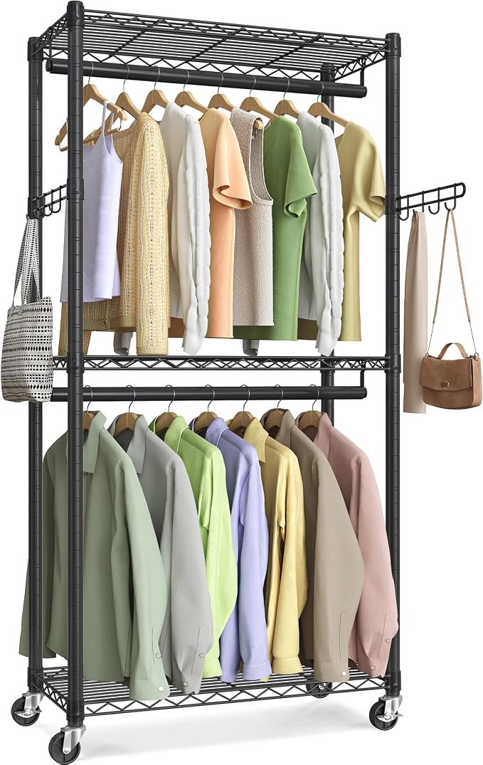 SONGMICS Heavy-Duty Rolling Clothes Rack, Garment Rack, Portable Closet by SONGMICSbySONGMICSHOME