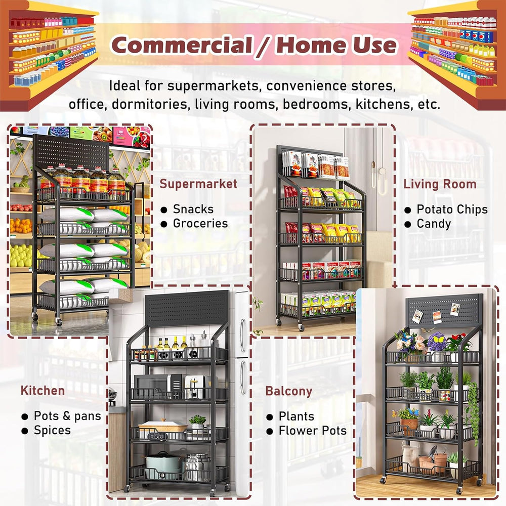 Commercial Supermarket Shelf Display Rack 4 5 Tier, Floor-Standing Snacks/Med...