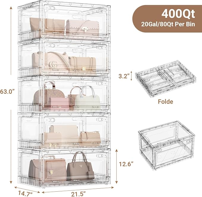 BROVIEW Clear Stackable Storage Bins Drawers, Open Front Large Plastic Storage - Image 2