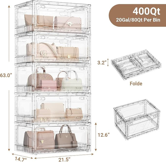 BROVIEW Clear Stackable Storage Bins Drawers, Open Front Large Plastic Storage - Image 2