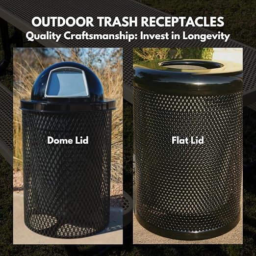 COATEDOUTDOORFURNITURE RDT-RED Heavy Duty 32 Gallon Round Trash Receptacle - Image 4