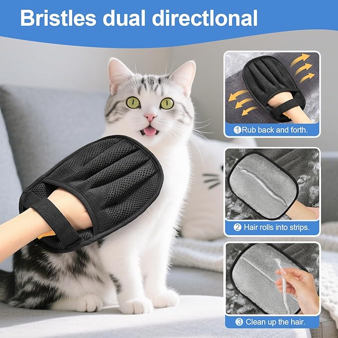 Pet Hair Removal Glove for Cats & Dogs, Upgraded Five-Finger Electrostatic Pet - Image 3