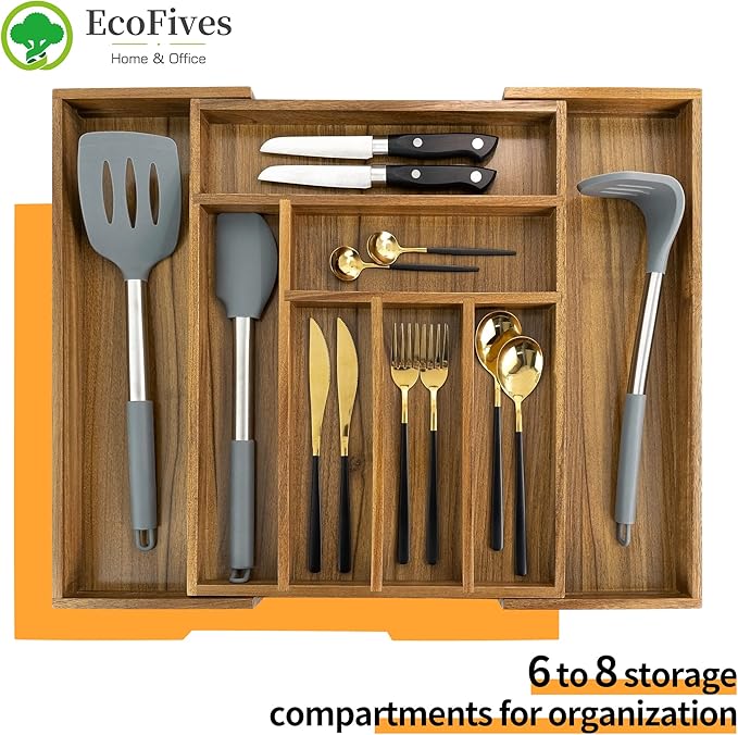 Luxury Acacia Kitchen Drawer Organizer - Image 2