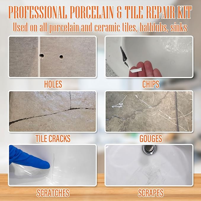 Porcelain Repair Kit White, High-Gloss Chipped Sink & Tile Repair Kit to - Image 3