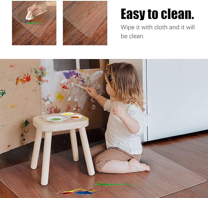 Kuyal Clear Chair mat for Hardwood Floor 44 x 58 inches Transparent Floor Mats - Image 4